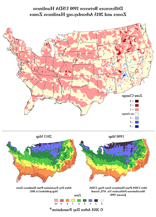 Differences between 1990 USDA hardiness zones and 2015 joker123plus.net hardiness zones